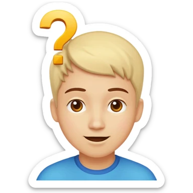 Una persona pensativa, que este feliz con un signo de interrogación arriba de la cabeza sticker