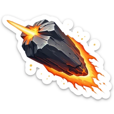 Cinematic Realistic Meteor – A fiery, blazing rock streaking through space, leaving behind a bright, dynamic trail of superheated plasma. Its rocky surface glows intensely as it hurtles toward an unknown destination. sticker