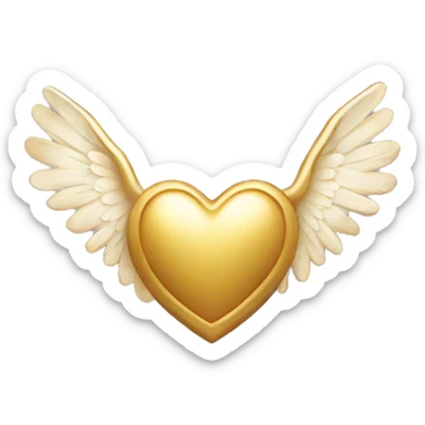 Gold heart with angel wings sticker