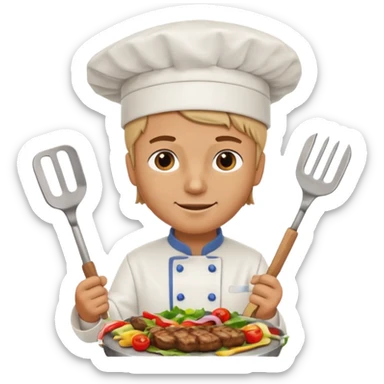Grilling person like a kebab sticker