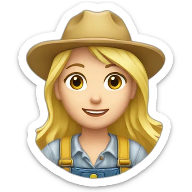 blonde farmer girl coin sticker