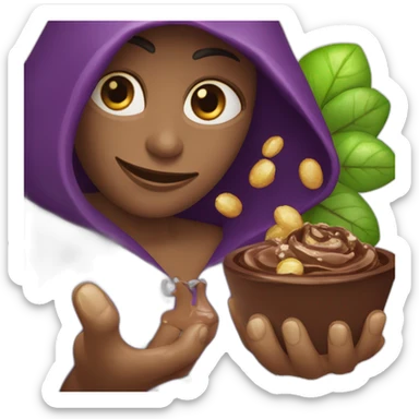 Une sorcière à paillette qui mange du chocolat sticker
