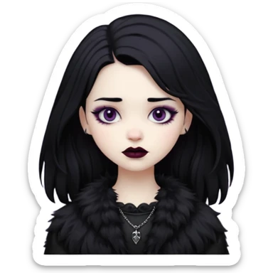  goth girl with fluffy hair sticker