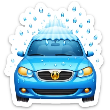 car wash with water splashes, emoji style sticker