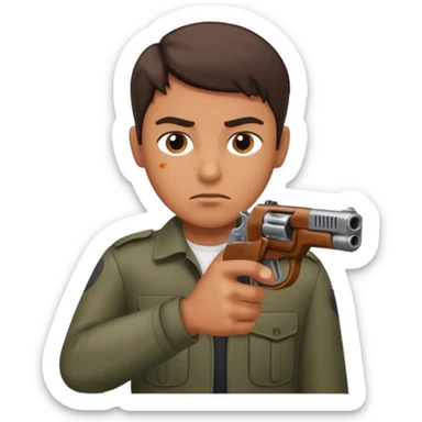 gun pointing next to head sticker