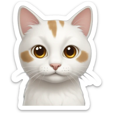 white cat with a little bit brown fur and half brown mouth sticker