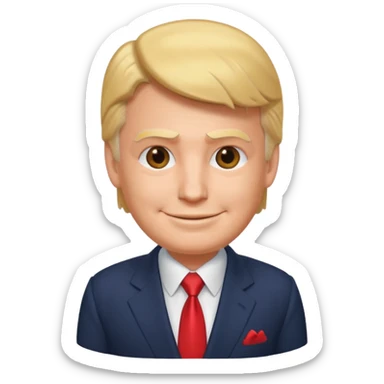 no... TAKE THE TRUMP CHARACTER SO THAT WE ARE LOOKING DOWN AT HIM FROM AN ISOMETRIC OVERHEAD ANGLE sticker