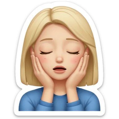 embarrassed, blushing, with closed eyes, and shaped like a traditional emoji sticker