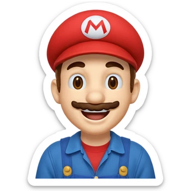 Laughing Mario in a retro gaming style sticker