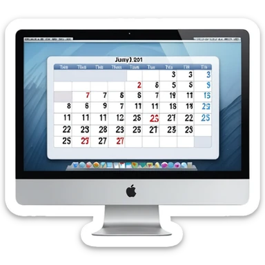 front view of an iMac with a day-calendar on the screen, showing hours and client slots with some booked sticker