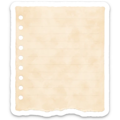ripped notebook paper with uneven edge, soft pastel beige tones, watercolor texture, transparent background, no face, no hands, no legs, no characters sticker