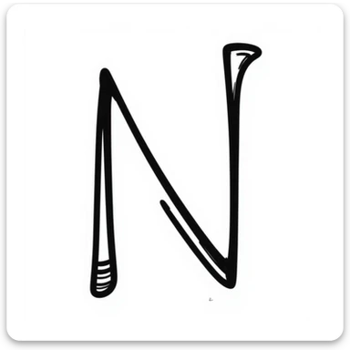 letter n emoji, black doodle, hand drawn style sticker