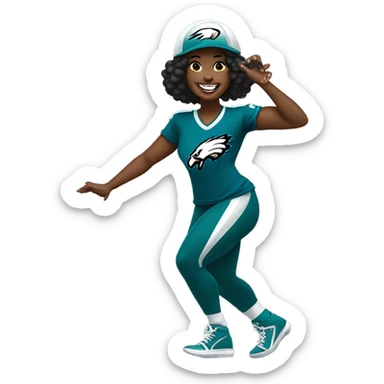 Black woman crip walking with eagles jersey on sticker