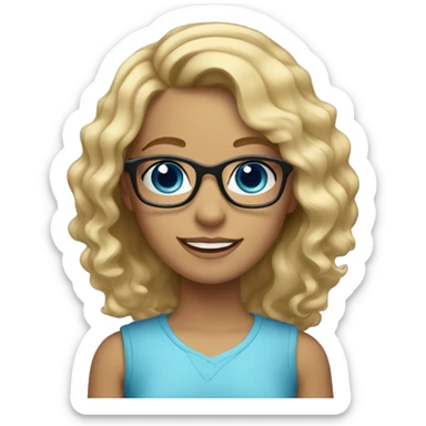 blonde wave girl with blue eyes with glasses  sticker