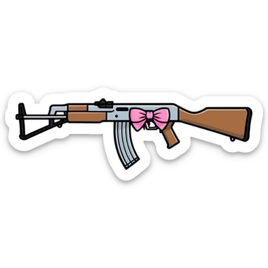 Ak-17 with a pink bow on it sticker