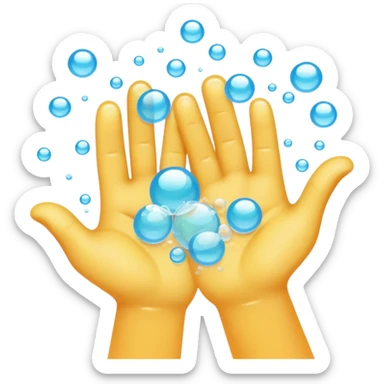 Rubbing hands bubbles sticker