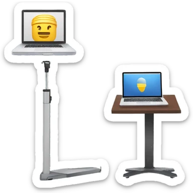 Combine a laptop and a microphone with a keynote stand labeled SOTU sticker