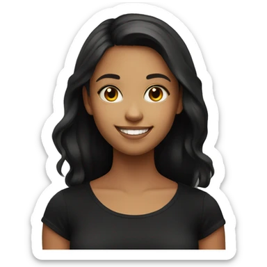 smiling girl in black shirt and cateye sticker