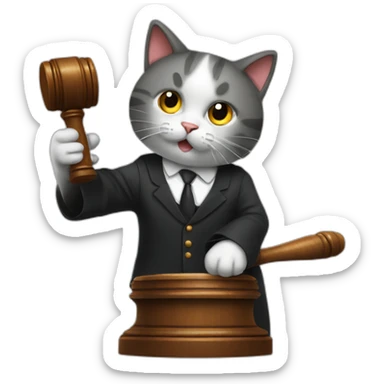 Cat with a gavel, acting as a judge sticker