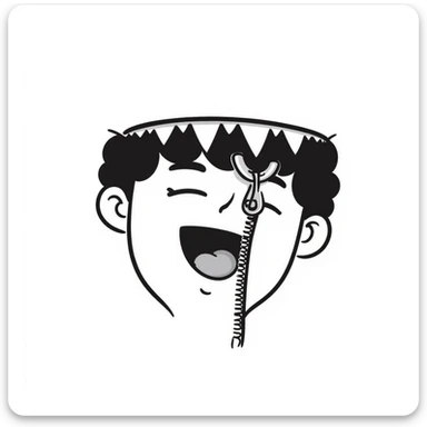 zipper closing a mouth shut sticker