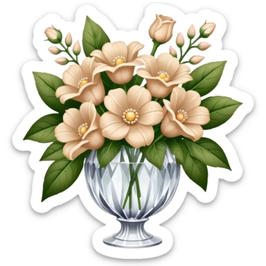 Bridal bouquet nude flowers in crystal vintage vase sticker