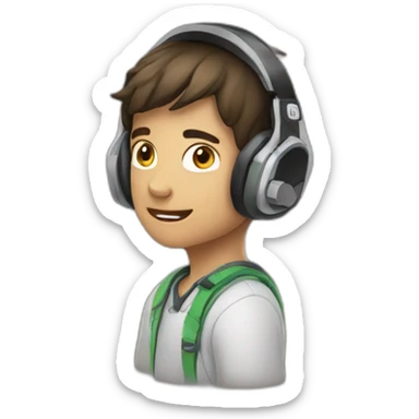 A boy with gaming headphone sticker