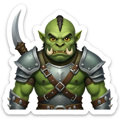 orc warrior with tusks and armor sticker