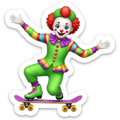 skater clown skating greenü sticker