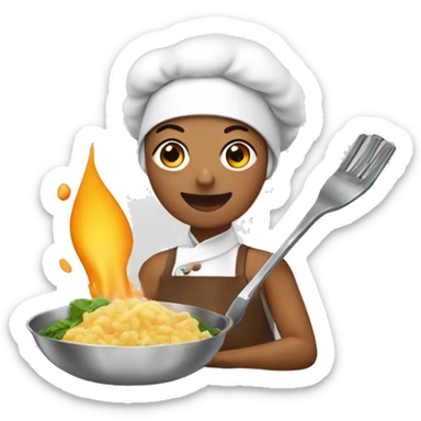 muje cocinando con el logo nuria y compañia sticker