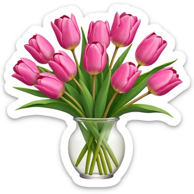 Pink tulips bouquet sticker