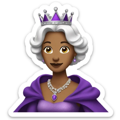 Queen with purple crown and purple gown sticker