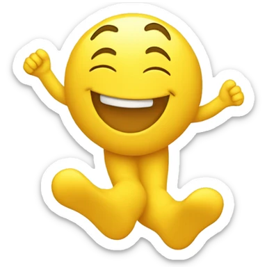 yellow emoji smiling blushing with feet in the air sticker