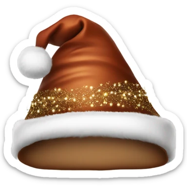 brown santa claus hat with shimmering garland sticker