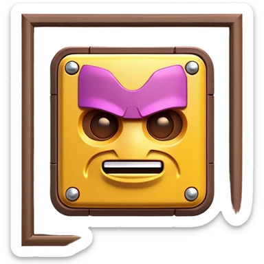 Clash of Clans aesthetic: Cinematic Playful Classic Game Cartridge Portrait Emoji, rendered in a 3D vector-style similar to standard emojis with minimal shading and bold, simplified shapes. A compact, distinct form with signature details, softly glowing with a nostalgic gaming charm. Simplified yet unmistakably iconic, highly detailed and consistent, glowing with a soft radiance and high shine. Stylized with a touch of retro gaming magic and a soft glowing outline, capturing the essence of a beloved gaming relic with a friendly, playful manner! sticker