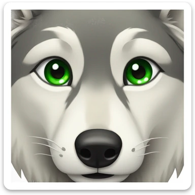 Wolf with green eyes sticker