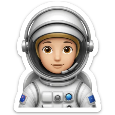 Astronaut in white EVA suit with silver visor helmet sticker