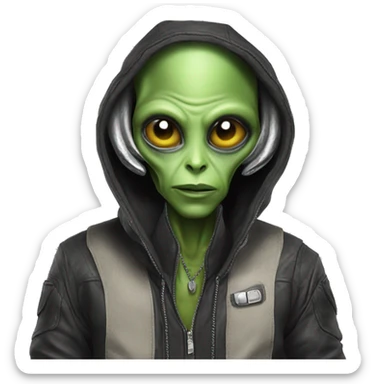 The alien is fashionable sticker
