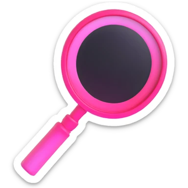 magnifying glass, transparent glass with bright pink gradient from #FF335F to #FF99AA, highlights, minimalistic sticker