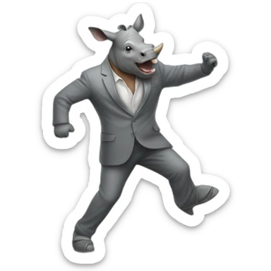 dancing man with rhino head sticker