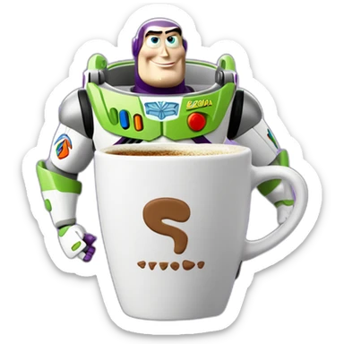Toy story buzz lightyear drinking Turkish coffee sticker