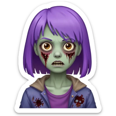 criei um zombe feminino com o cabelo com franja, o cabelo a metade roxa e o resto castanho  sticker