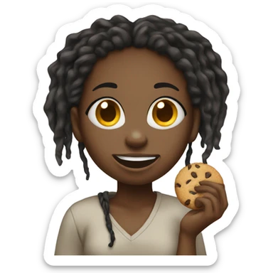 Black girl with dreads eating cookie sticker