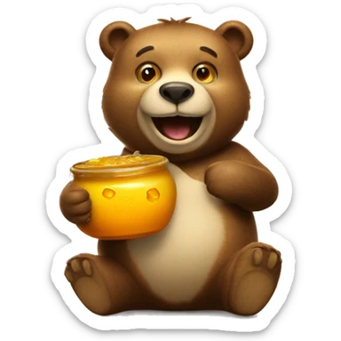 Happy Bear with a honeypot sticker