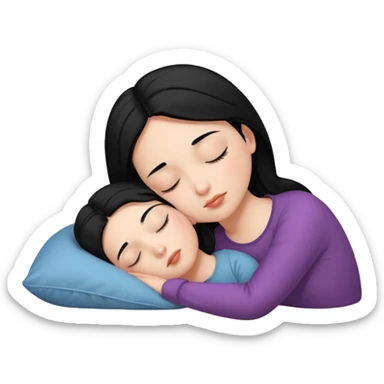 a girl with black hair is sleeping sticker
