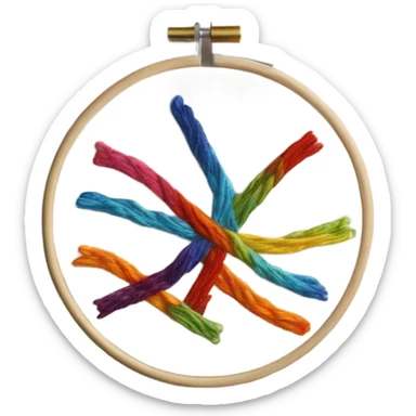embroidery hoop with embroidery and needle sticker