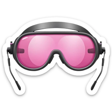 protective welding glasses with pink lenses, frameless design, safety eyewear sticker