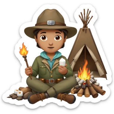 mountain ranger at campfire sticker