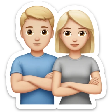 A white boy and a white girl crossed their arms sticker