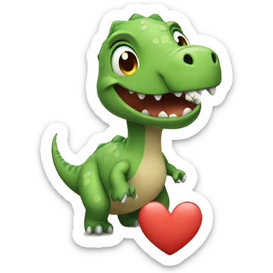 Dinosaur cute with heart sticker