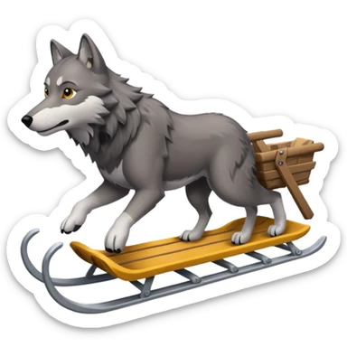wolves pulling sled sticker